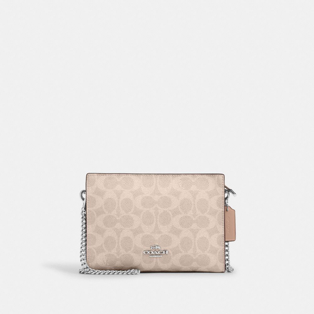 COACH®,Slim Crossbody Bag In Signature Canvas,Crossbody,Day Party,Multi Color,Front View