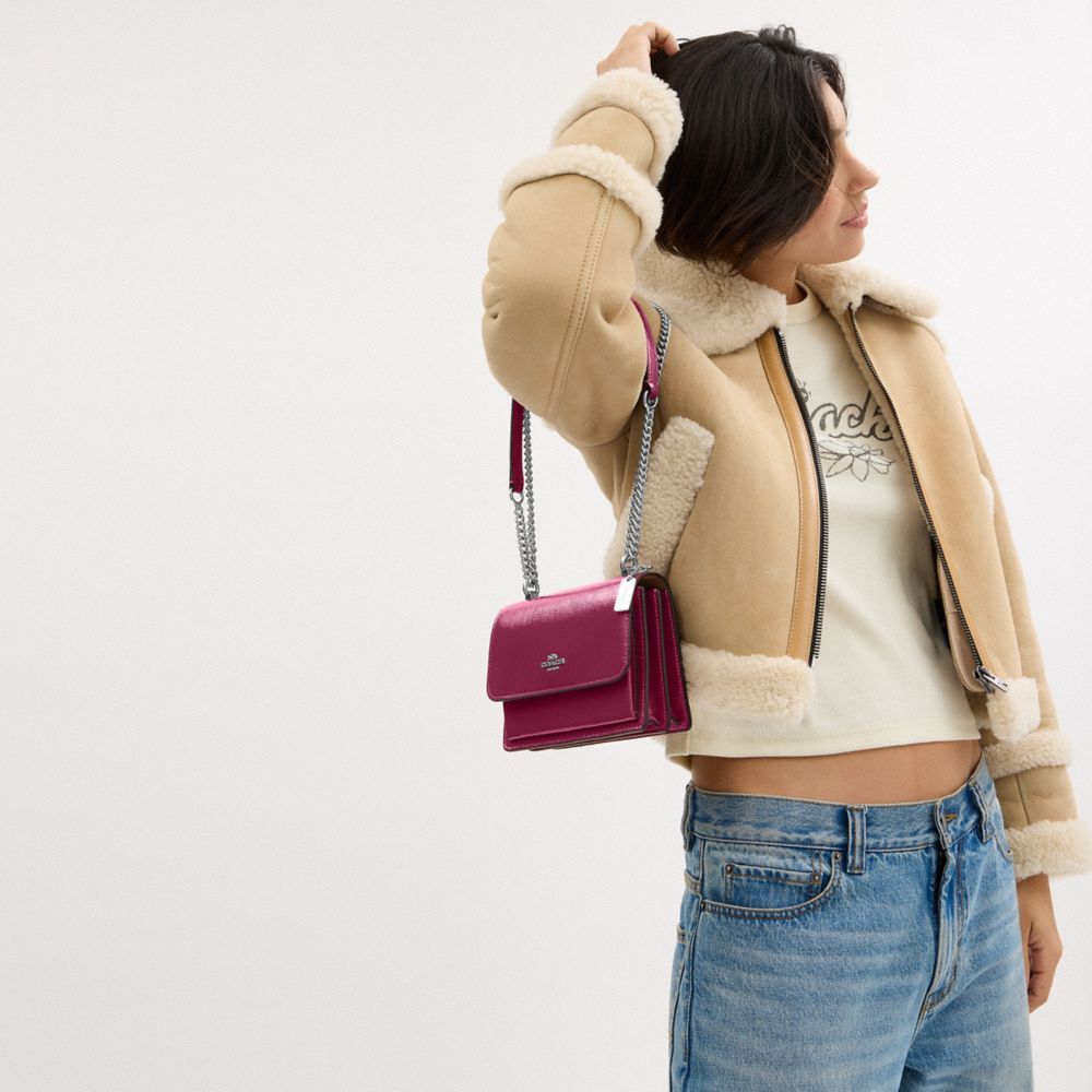COACH®,MINI SAC À PORTÉ-CROISÉ KLARE,Cuir innovant,Argenté/Rose,Detail View