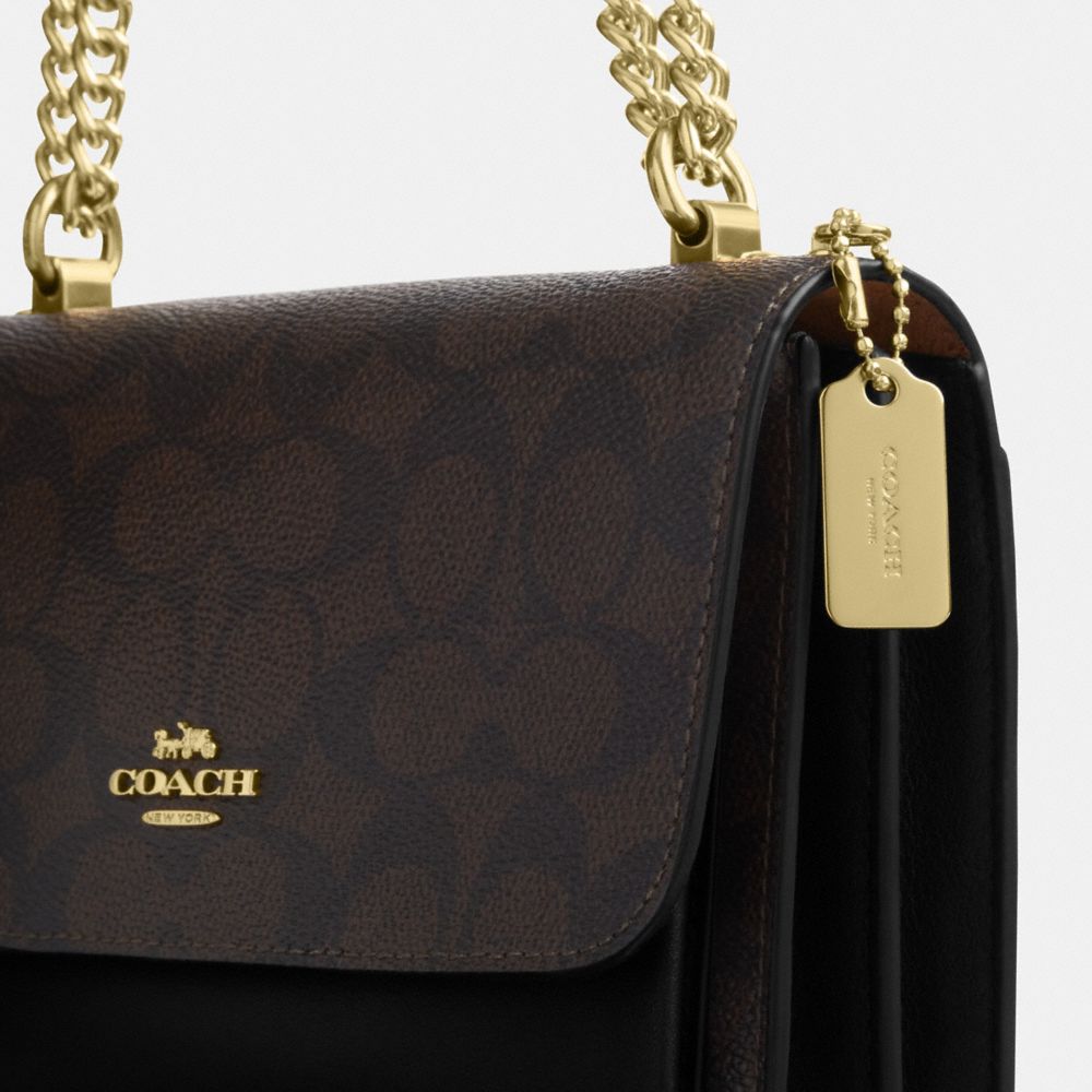 COACH®,Mini Klare Crossbody Bag In Signature Canvas,Crossbody,Color Block,Pen Holder,Day Party,Black,Closer View
