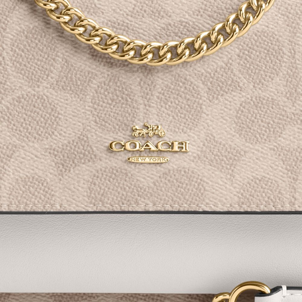 COACH®,Mini Klare Crossbody Bag In Signature Canvas,Crossbody,Color Block,Pen Holder,Day Party,Beige