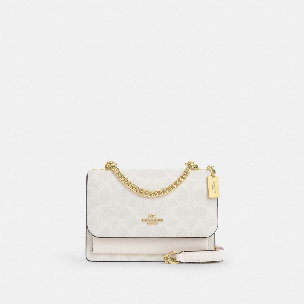 COACH®,Mini Klare Crossbody Bag In Signature Canvas,Crossbody,Color Block,Pen Holder,Day Party,White,Front View