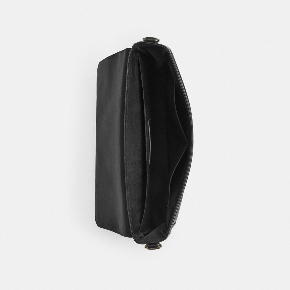 COACH®,Warner Messenger Bag In Signature Canvas,Crossbody,Casual,Black,Inside View,Top View