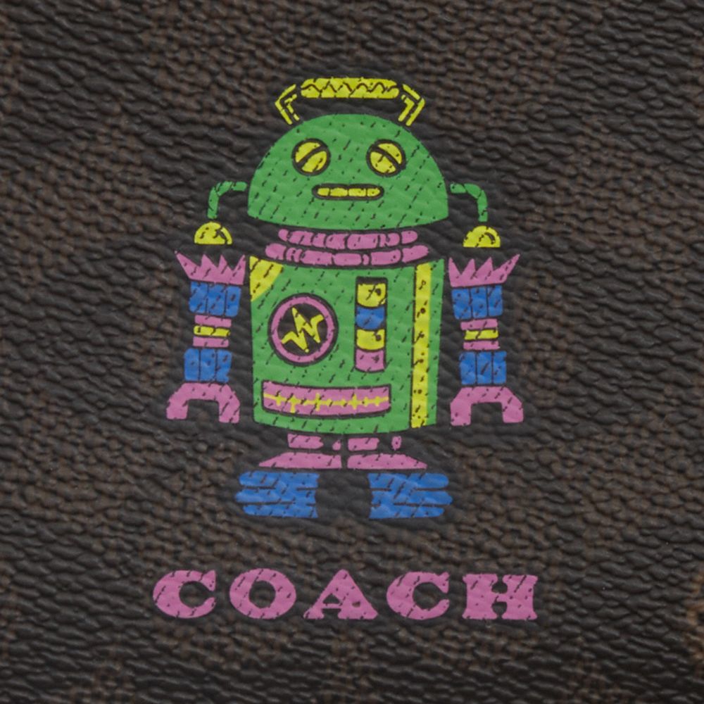 COACH®,コズミック コーチ ジップ カード ケース・ロボット プリント,カードケース&パスケース,ｳｫﾙﾅｯﾄ ﾏﾙﾁ