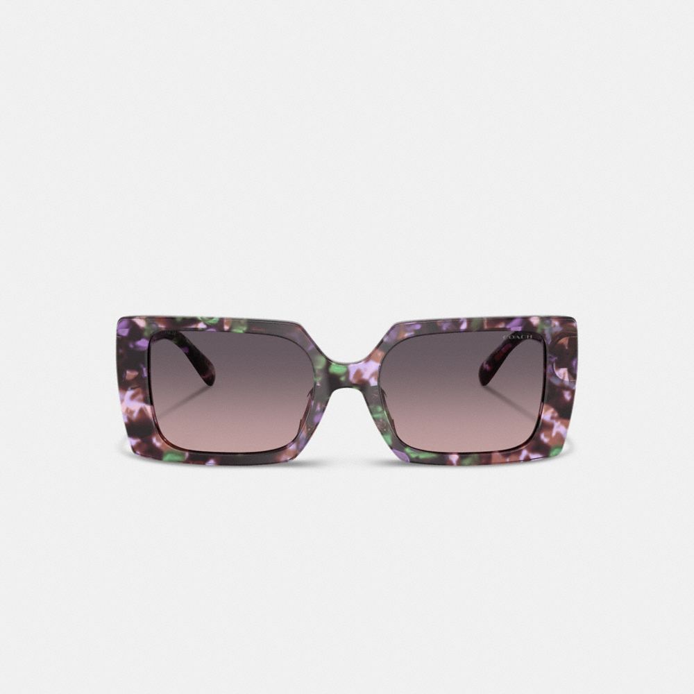 COACH®,LUNETTES DE SOLEIL CARRÉES SURDIMENSIONNÉES ROGUE,Pourpre dégradé,Inside View,Top View