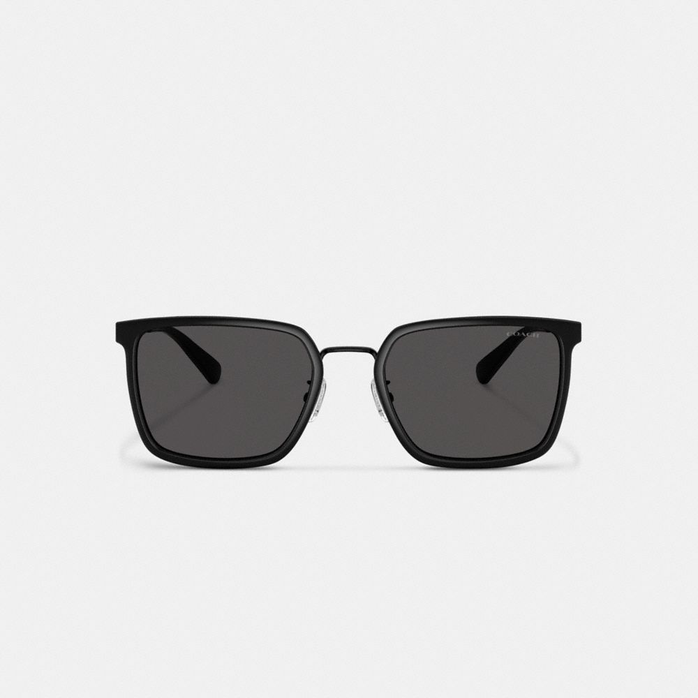 COACH®,C Hardware Metal Square Sunglasses,Square,Metal Material,Word Embellishment,Logo,Integrated Nose Pads,Casual,Black,Inside View,Top View