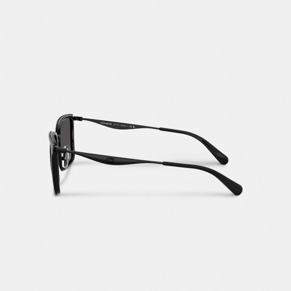 COACH®,C Hardware Metal Square Sunglasses,Square,Metal Material,Word Embellishment,Logo,Integrated Nose Pads,Casual,Black,Alternate View