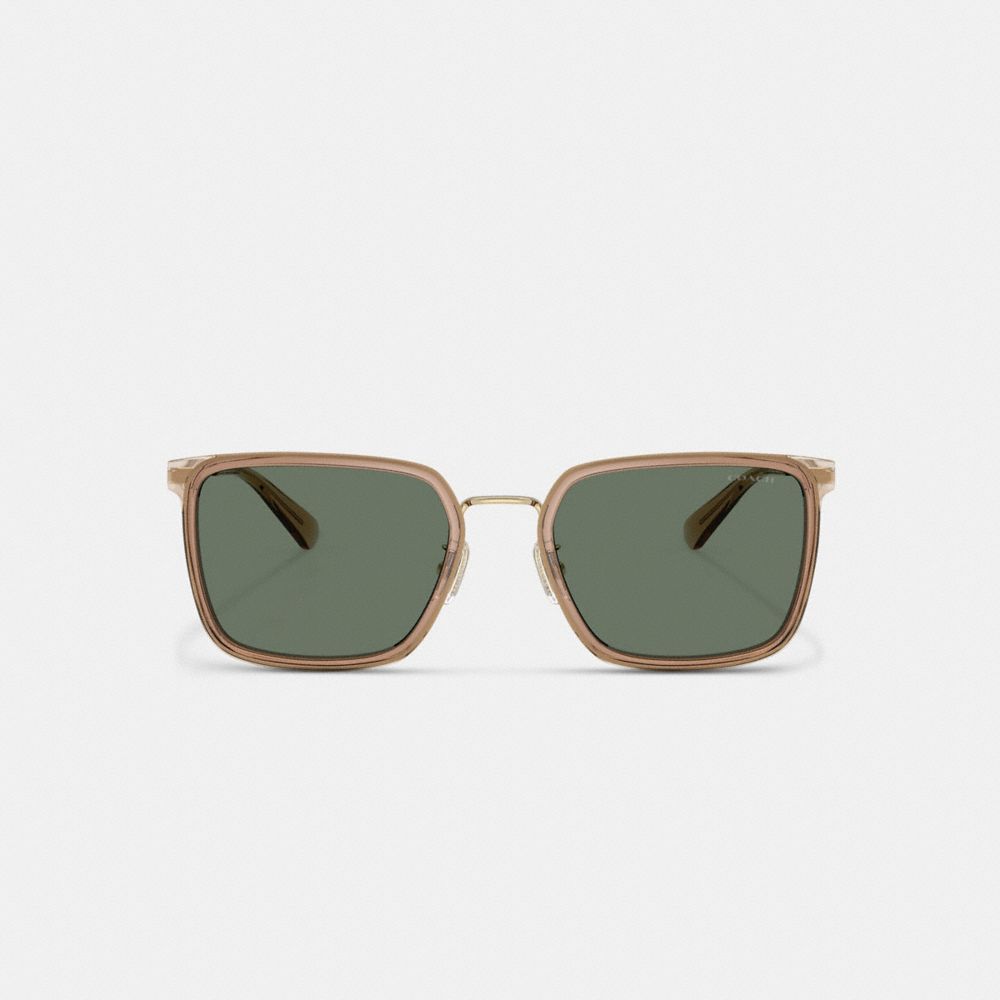 COACH®,C Hardware Square Sunglasses,Square,Metal Material,Word Embellishment,Logo,Integrated Nose Pads,Casual,Green,Inside View,Top View