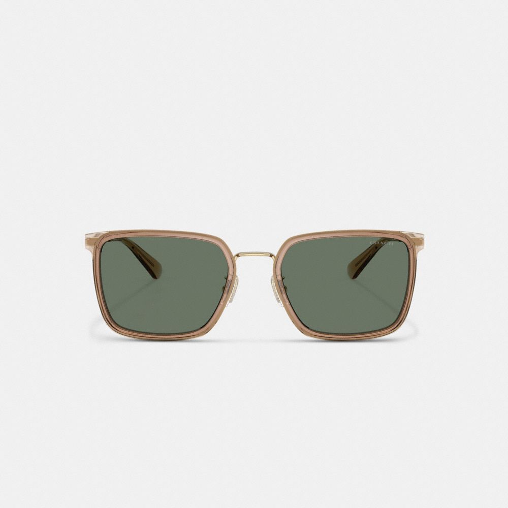Coach Pillow Tabby Metal Square Sunglasses In Bronze Green
