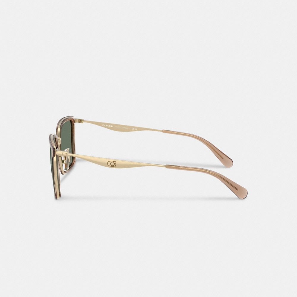 Coach Pillow Tabby Metal Square Sunglasses In Bronze Green
