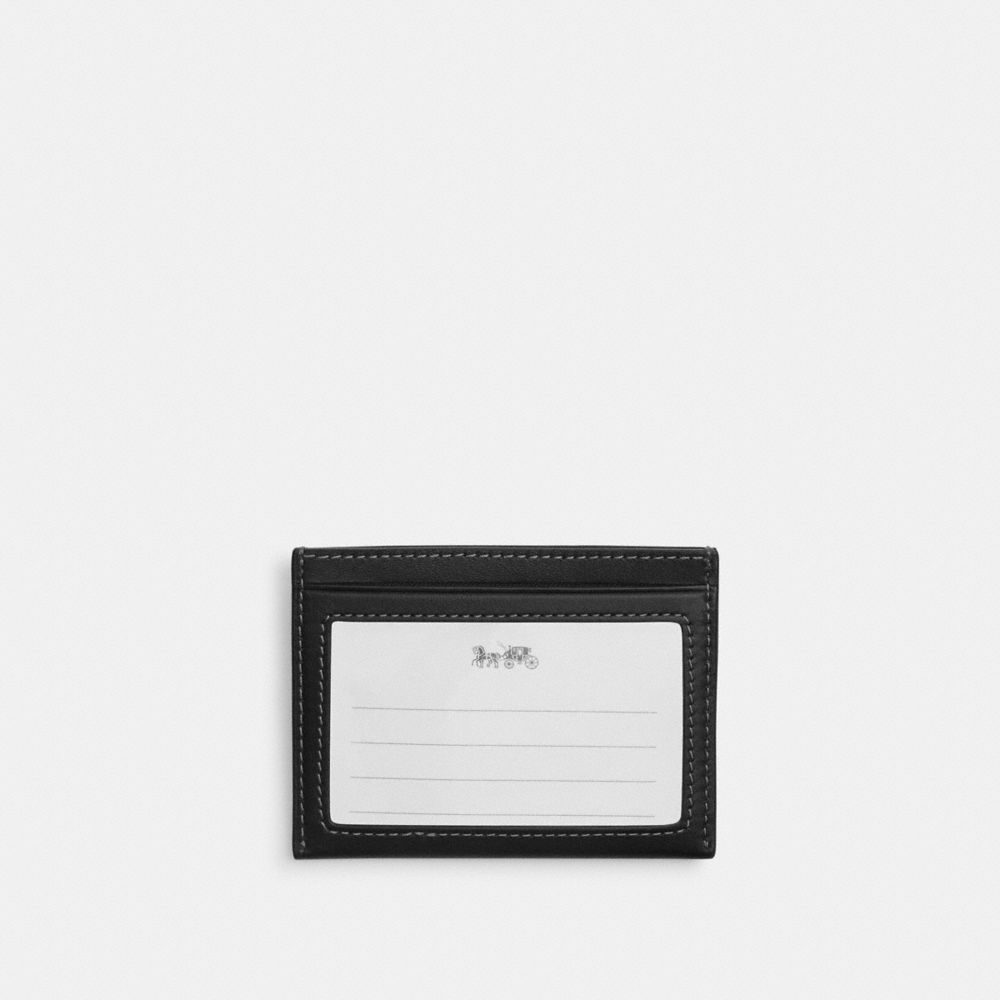 COACH®,Slim Id Card Case With Star Print,Calfskin Leather,Card Case,Embossed,Logo,Casual,Black,Back View