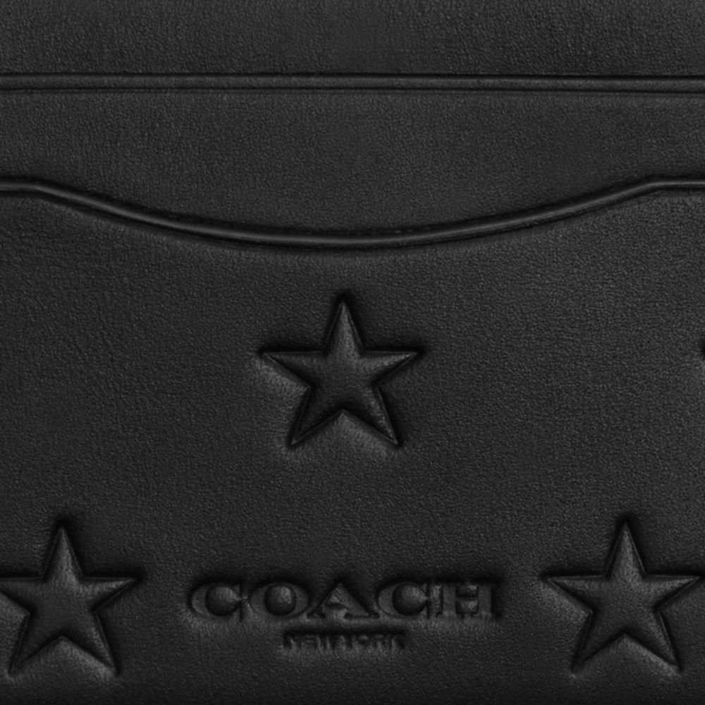 COACH®,Slim Id Card Case With Star Print,Calfskin Leather,Card Case,Embossed,Logo,Casual,Black