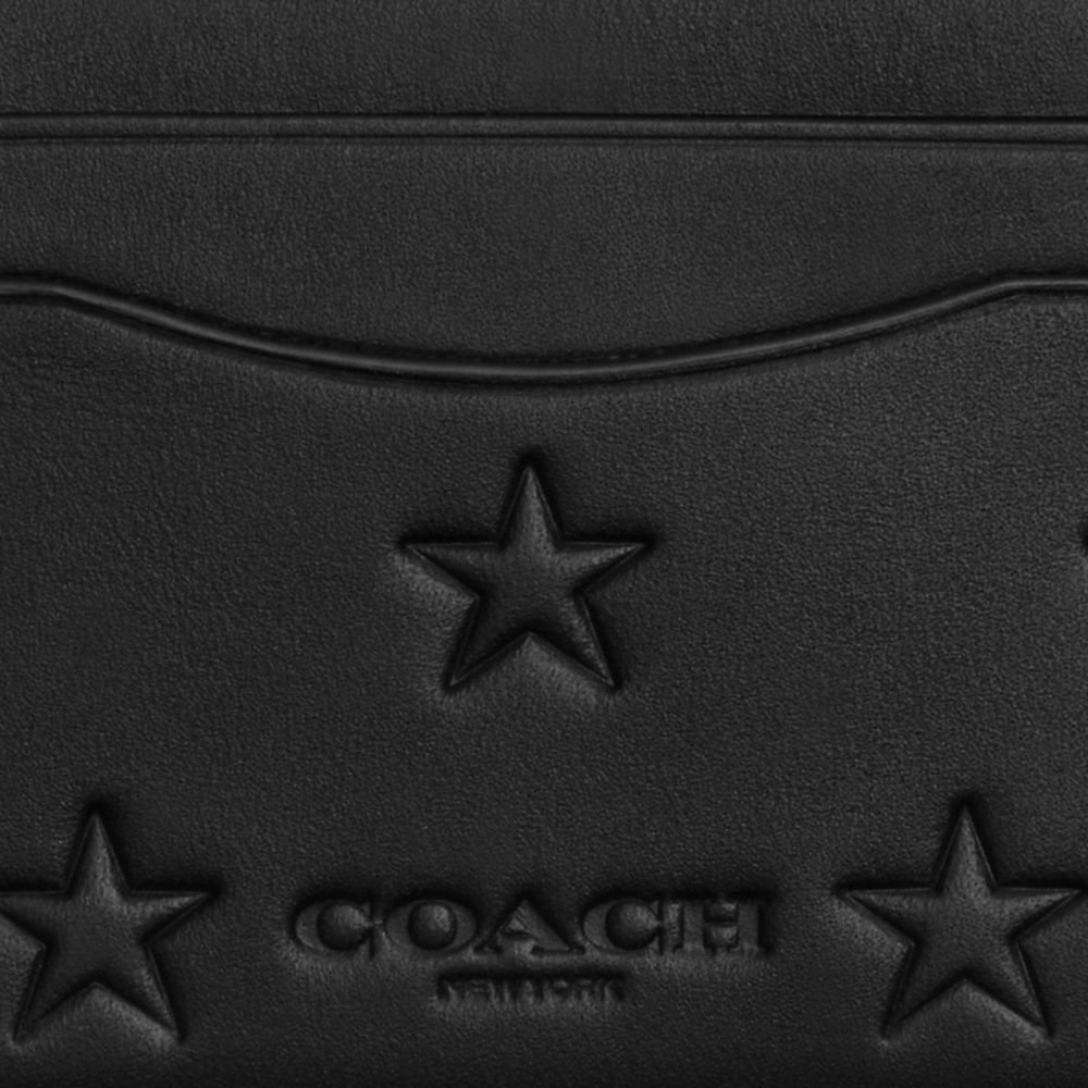 COACH®,PORTE-CARTES AVEC FENÊTRE POUR CARTE D’IDENTITÉ FIN AVEC MOTIF ÉTOILE,Cuir de fantaisie,Noir