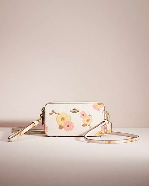 COACH®,RESTORED KIRA CROSSBODY WITH FLORAL PRINT,Brass/Chalk Multi,Front View