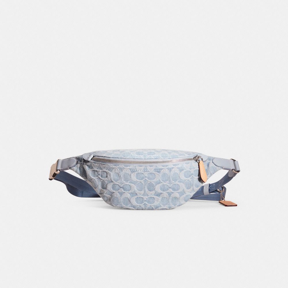 Coach Restored Charter Belt Bag 7 In Signature Denim In Blue