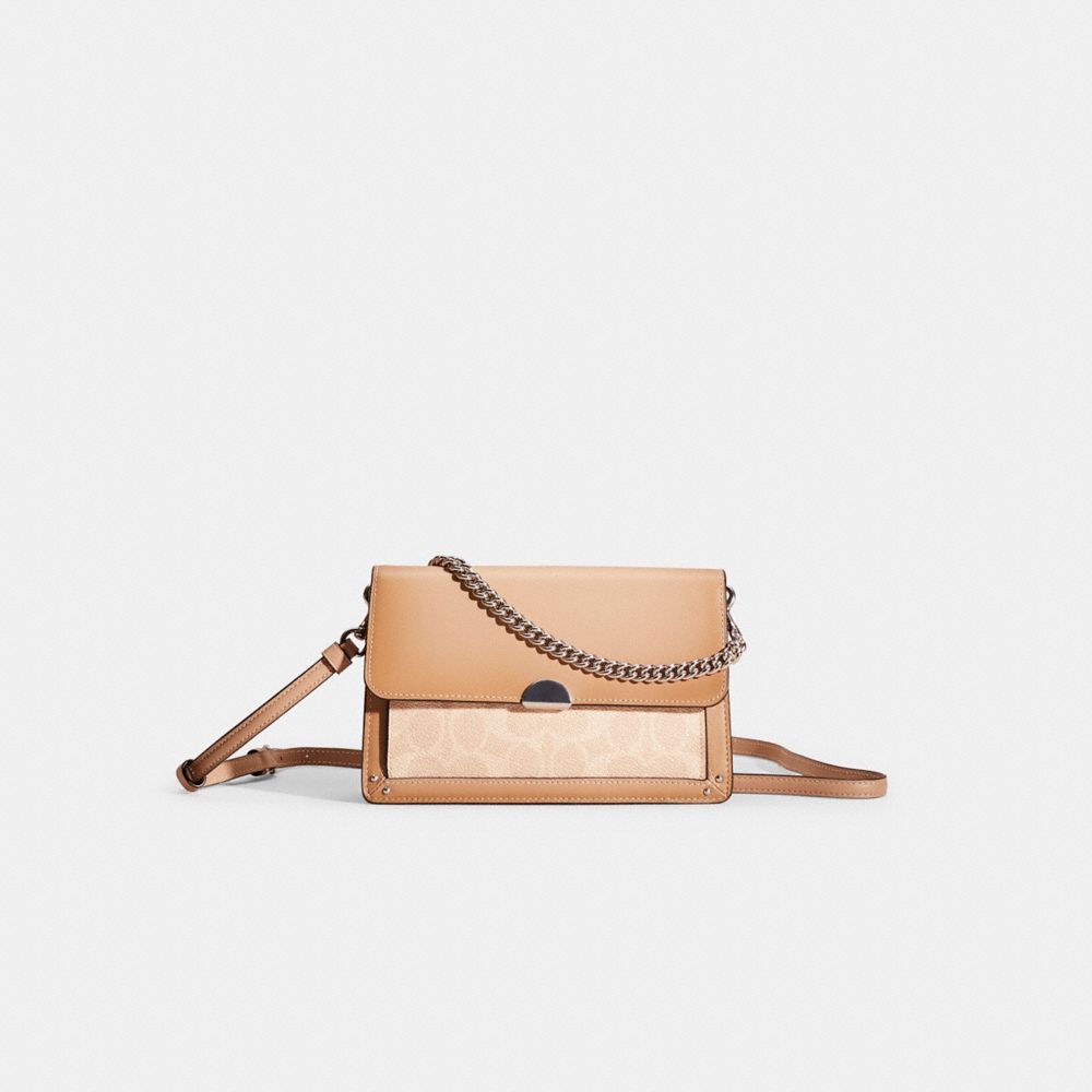 Coach Restored Dreamer Convertible Crossbody In Colorblock Signature Canvas In Light Antique Nickel/sand Taupe