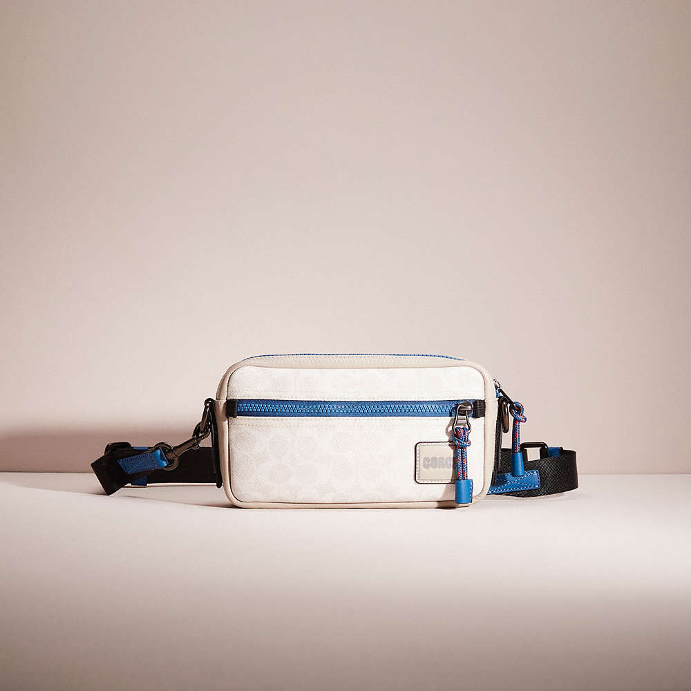 Coach Restored Pacer Slim Pouch In Signature Canvas In Blue