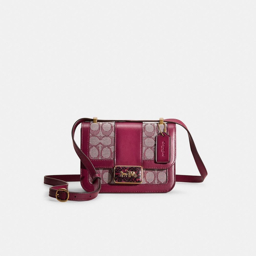 Coach Restored Alie Shoulder Bag 18 In Signature Jacquard With Snakeskin Detail In Brass/burgundy Blk Cherry