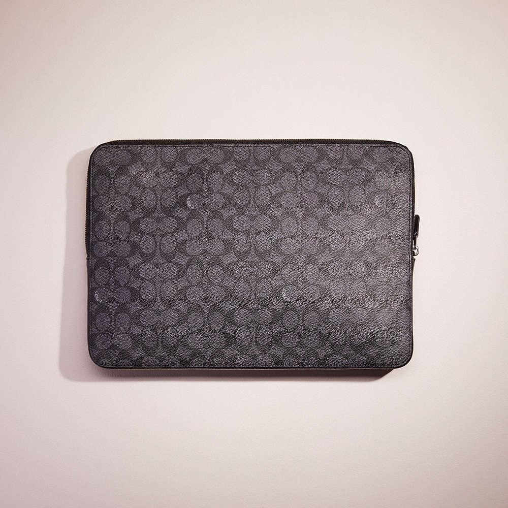 Coach Restored Laptop Case In Signature Canvas In Charcoal