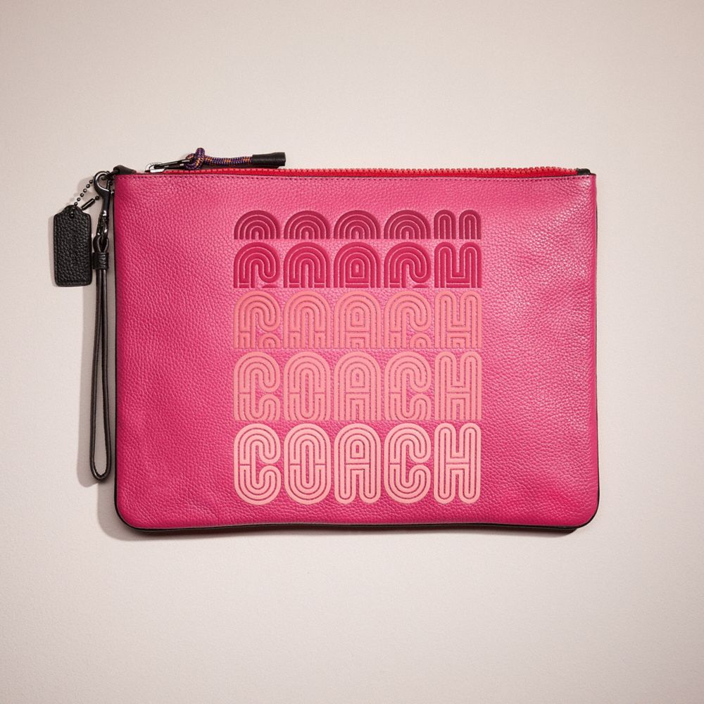 Restored Large Wristlet 30 With Coach Print
