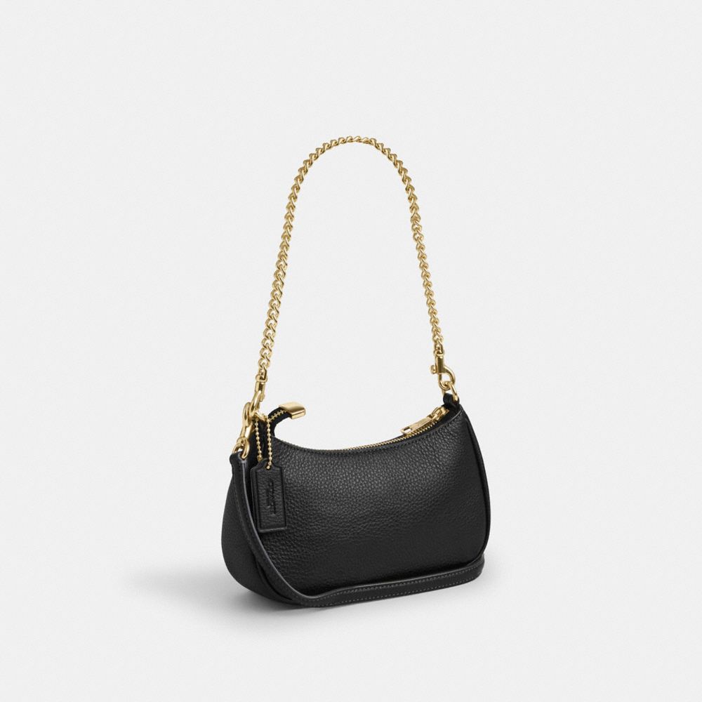 COACH®,Teri Mini Crossbody Bag,Shoulder Bag,Logo,Metal,Day Party,Casual,Black,Angle View