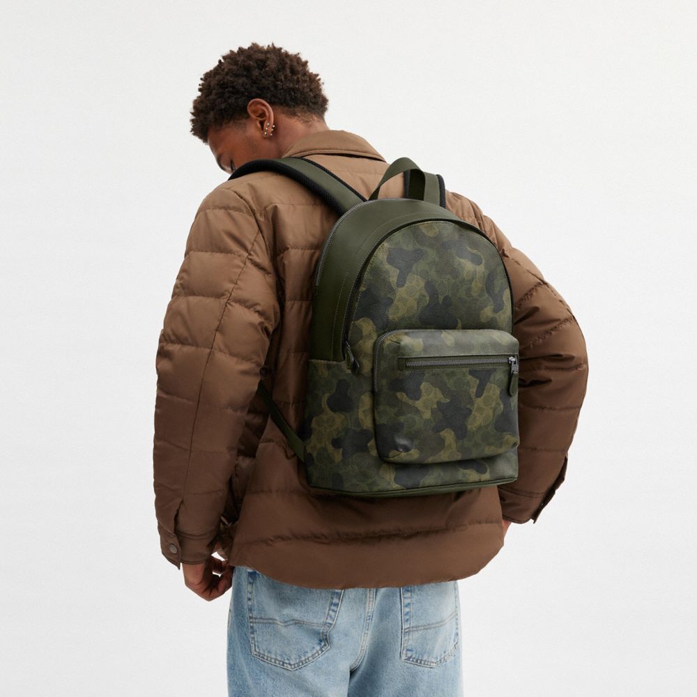 COACH®,West Backpack In Signature Camo Print,Backpack,Casual,Multi Color,Detail View