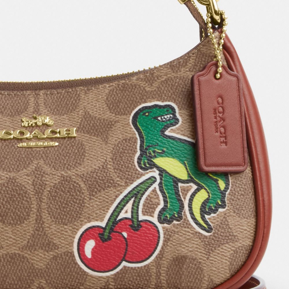 COACH®,Teri Mini Crossbody Bag In Signature Canvas With Sticker Print,Shoulder Bag,Color Block,Day Party,Brown