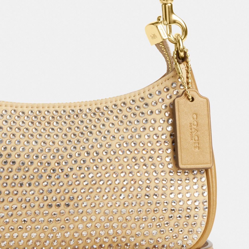 COACH®,Teri Mini Crossbody Bag With Crystal,Shoulder Bag,Crystal,Embellished,Rhinestones,Casual,Beige