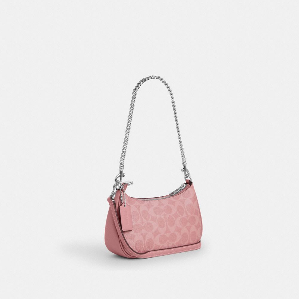 COACH®,Teri Mini Crossbody Bag In Signature Canvas,Shoulder Bag,Casual,Pink,Angle View