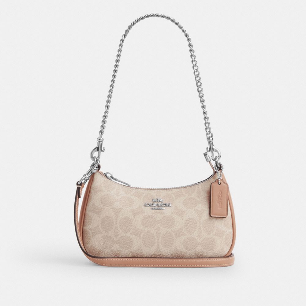 COACH®,Teri Mini Crossbody Bag In Signature Canvas,Shoulder Bag,Casual,Beige,Front View