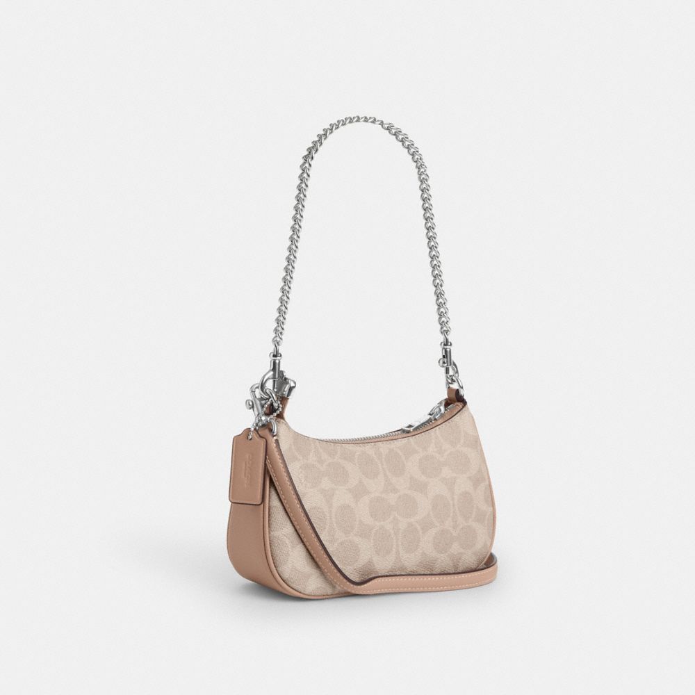COACH®,Teri Mini Crossbody Bag In Signature Canvas,Shoulder Bag,Casual,Beige,Angle View