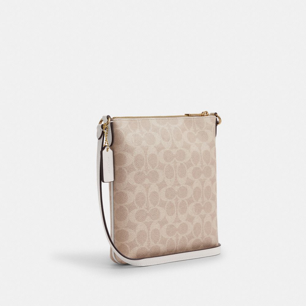 COACH®,Mini Rowan File Bag In Signature Canvas,Crossbody,Casual,Beige,Angle View