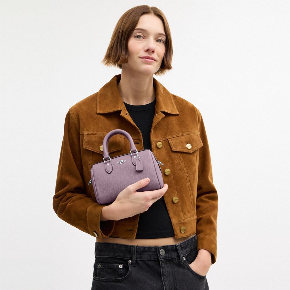 COACH®,Mini Rowan Crossbody Bag,Crossbody,Logo,Metal,Casual,Lavender,Detail View