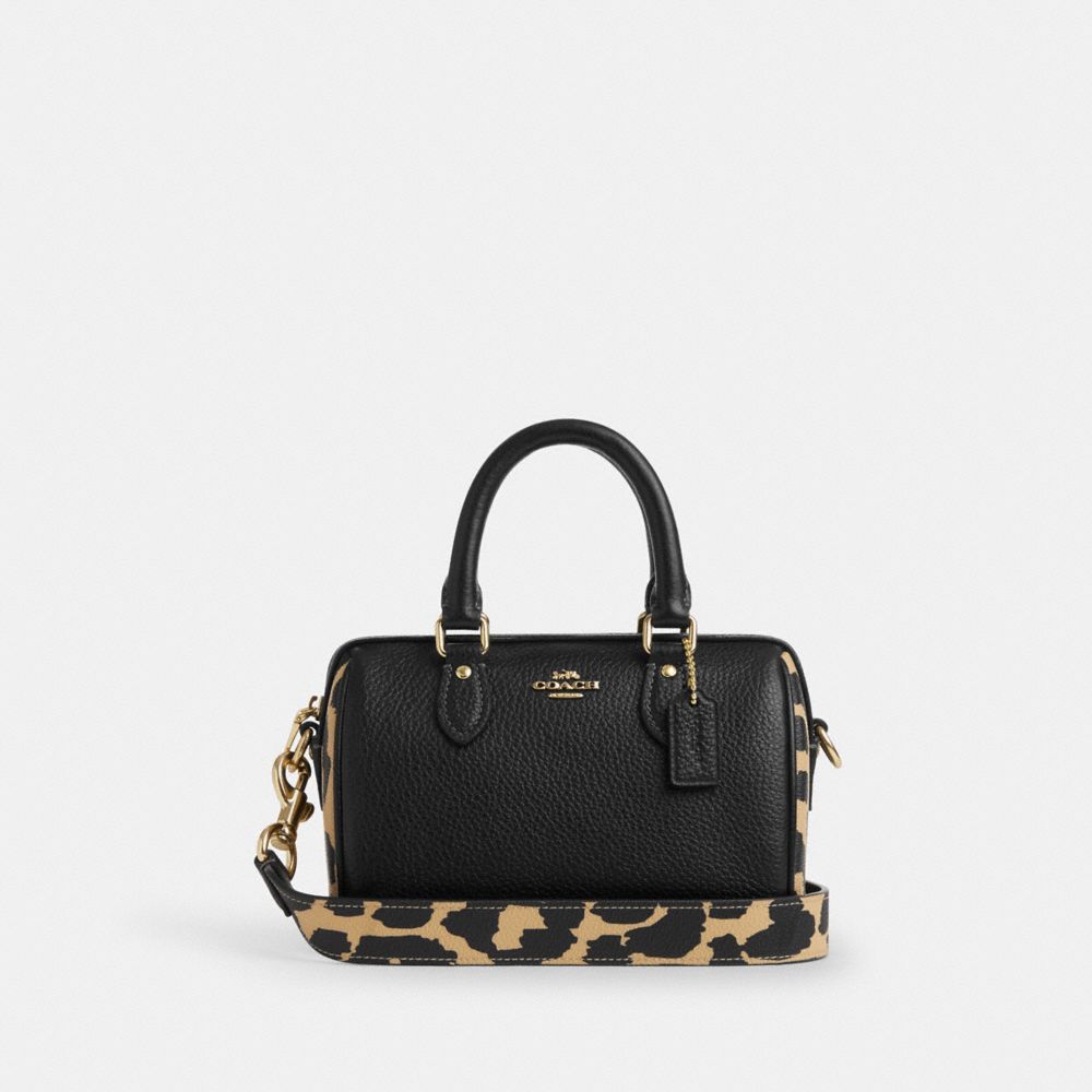 Gold Leopard Multi Mini Rowan Crossbody Bag With Leopard Print