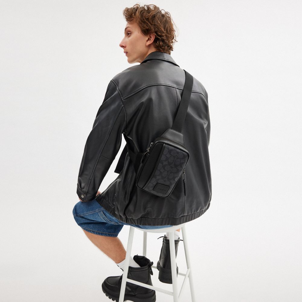 COACH®,エッジ L パック・シグネチャー キャンバス,斜め掛け&ボディバッグ,