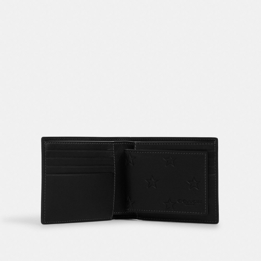 COACH®,Boxed 3 In 1 Wallet Gift Set With Star Print,Black,Inside View,Top View