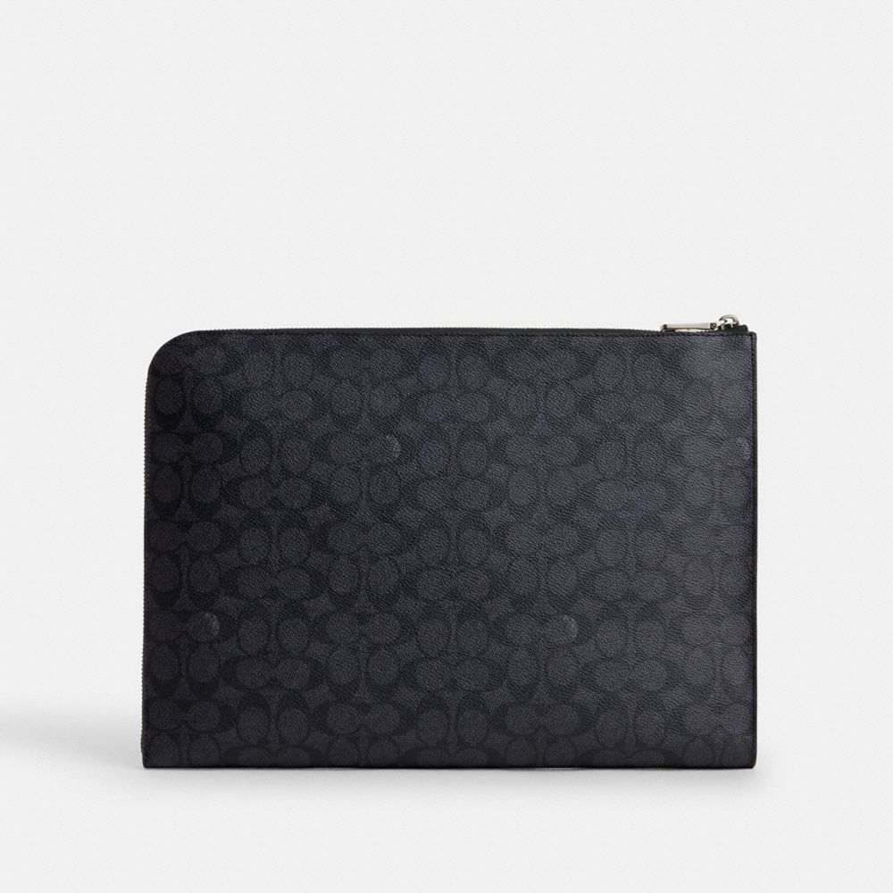 COACH®,Tissu en toile exclusif,Gris Acier/Anthracite/Noir,Back View