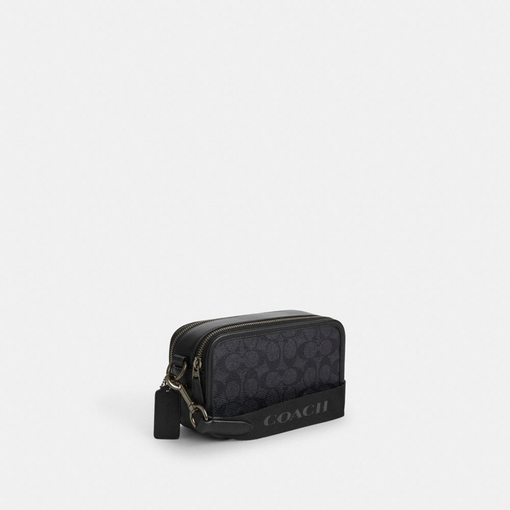 COACH®,Wyatt Crossbody Bag In Signature Canvas,Crossbody,Casual,Black,Angle View