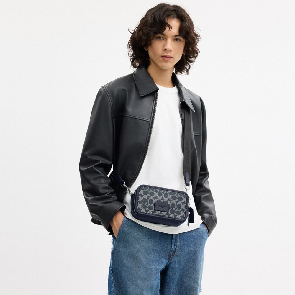 COACH®,Wyatt Crossbody Bag In Signature Canvas,Crossbody,Casual,Navy,Detail View