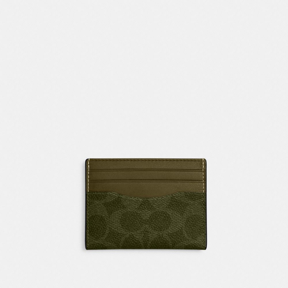 COACH®,Slim Id Card Case In Signature Canvas,Card Case,Color Block,Casual, Father's Day,,Front View