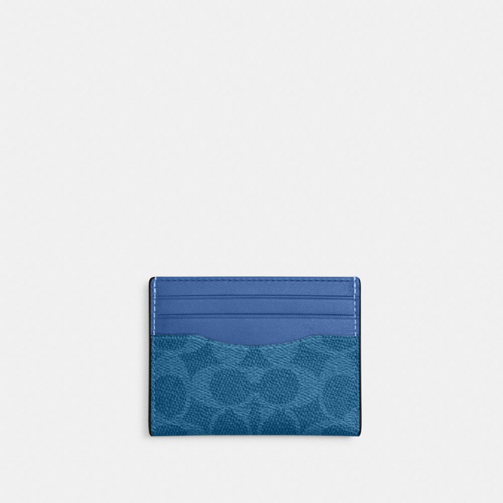 COACH®,Slim Id Card Case In Signature Canvas,Card Case,Color Block,Casual, Father's Day,,Front View