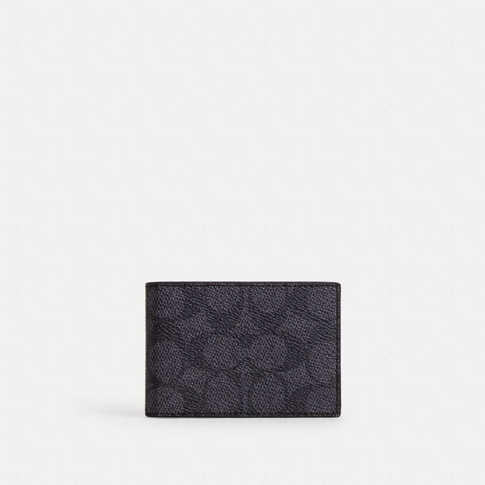 COACH®,Compact Billfold Wallet In Signature Canvas,Card Case,Coin,Bi Fold,Casual,Multi Color,Front View