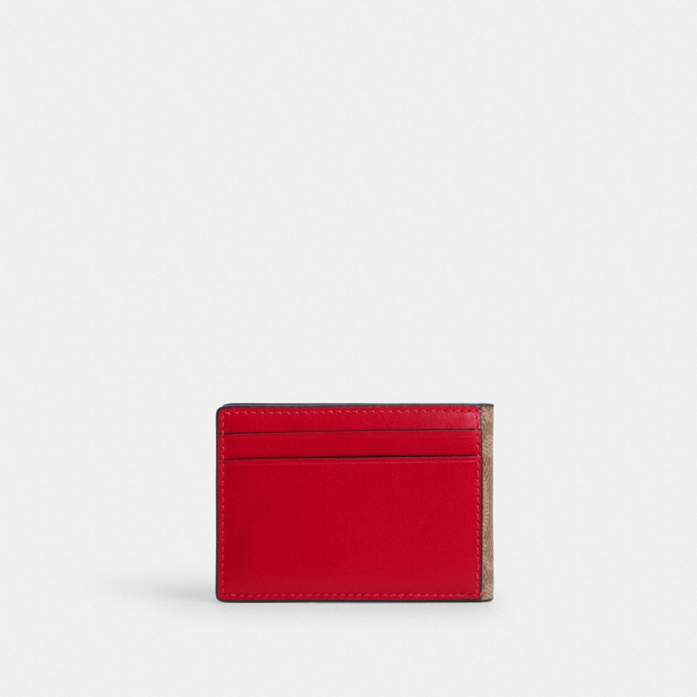 COACH®,Compact Billfold Wallet In Signature Canvas,Card Case,Bi Fold,Coin,Casual,,Back View