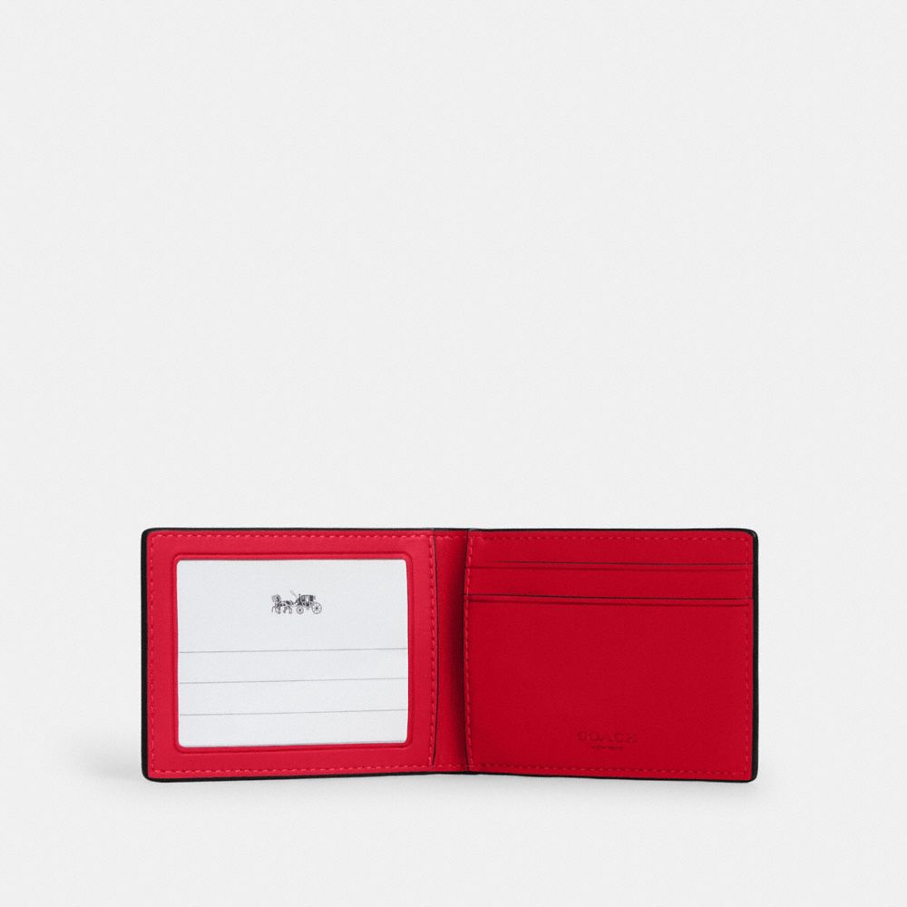 COACH®,Compact Billfold Wallet In Signature Canvas,Card Case,Bi Fold,Coin,Casual,,Inside View,Top View