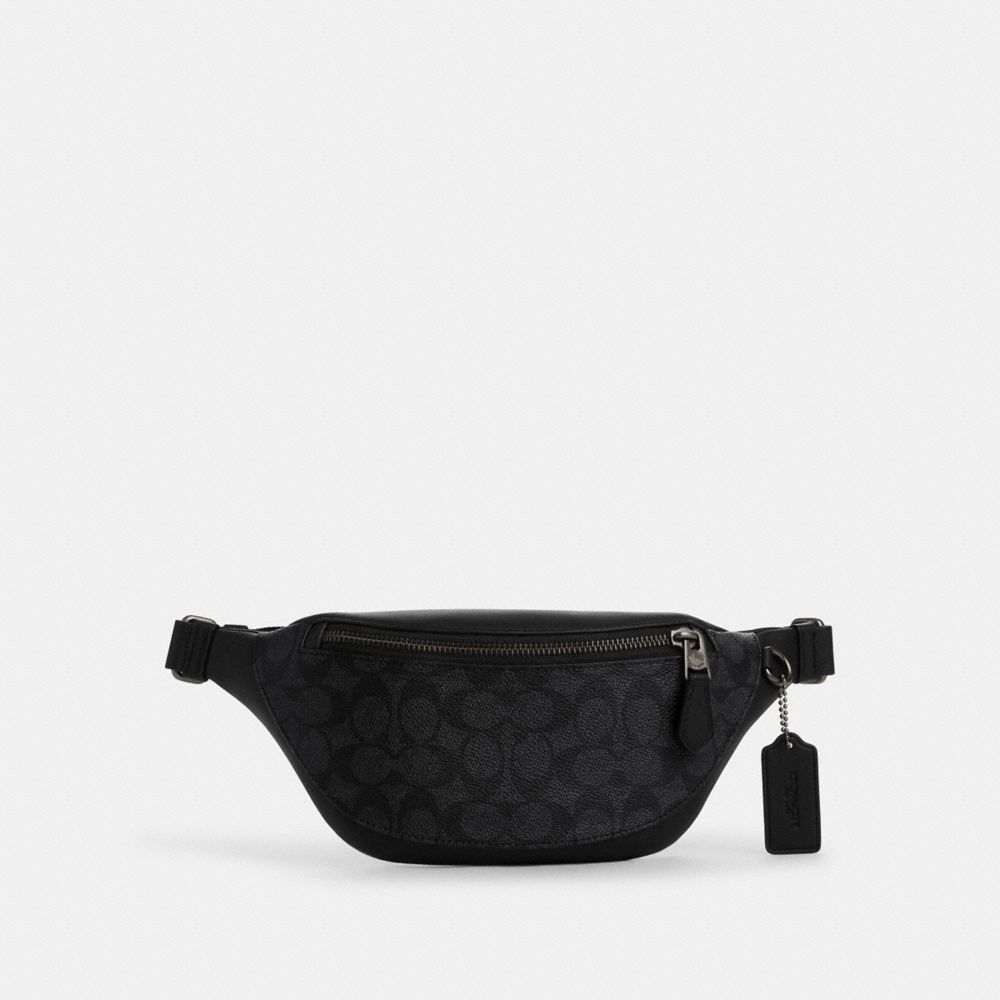 COACH®,Warren Mini Belt Bag In Signature Canvas,Belt Bag,Casual,Black,Front View image number 0