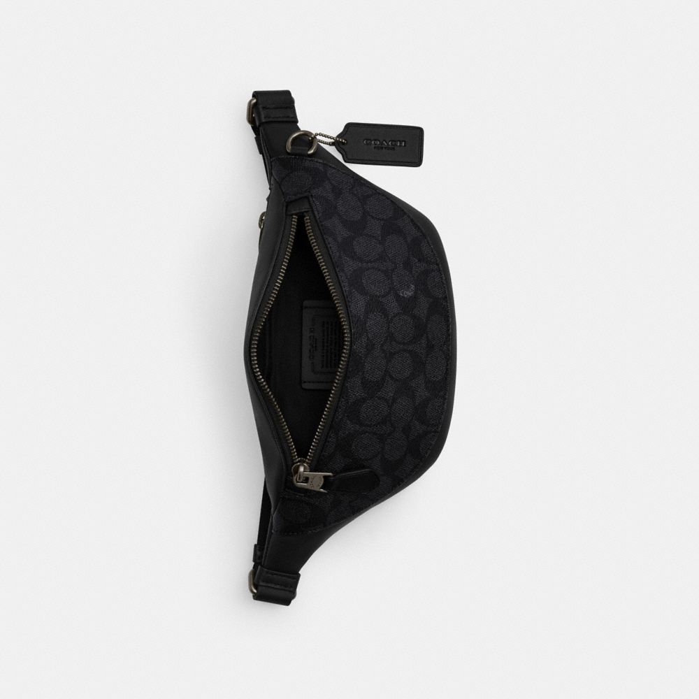 COACH®,Warren Mini Belt Bag In Signature Canvas,Belt Bag,Casual,Black,Inside View,Top View