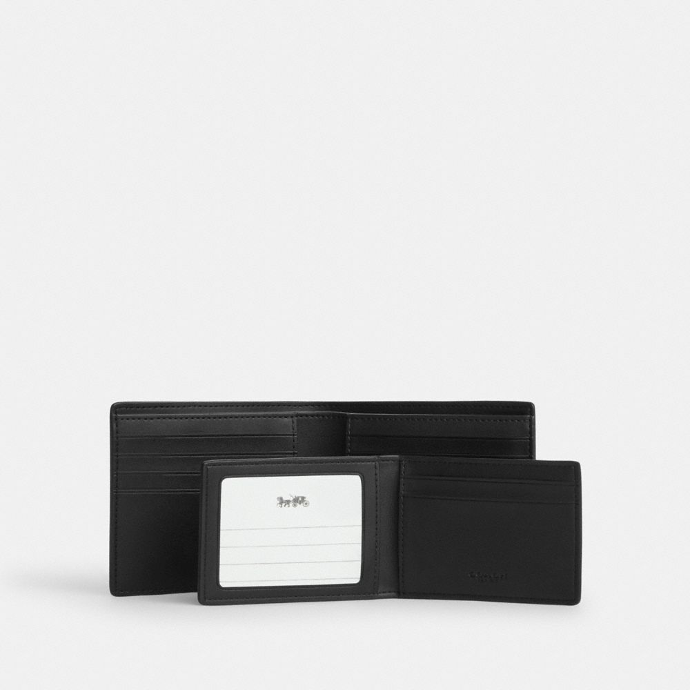 COACH®,3-In-1 Wallet In Signature Canvas,Canvas,Card Case,Bi Fold,Casual,Brown,Interior View