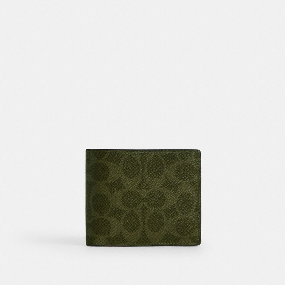 COACH®,3-In-1 Wallet In Signature Canvas,Canvas,Card Case,Bi Fold,Casual,,Front View