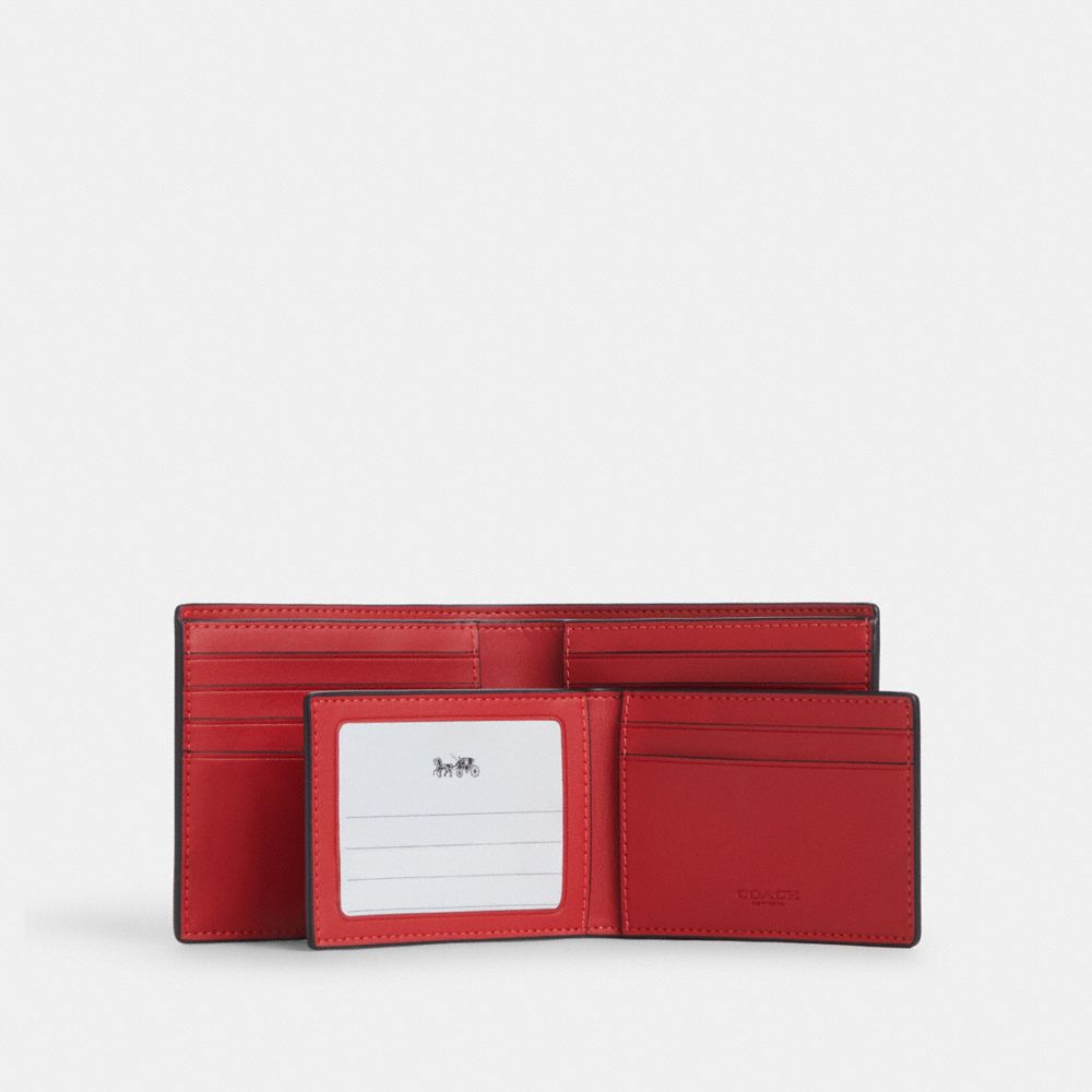 COACH®,3 In 1 Wallet In Signature Canvas,Canvas,Bi Fold,Card Case,Casual,,Interior View