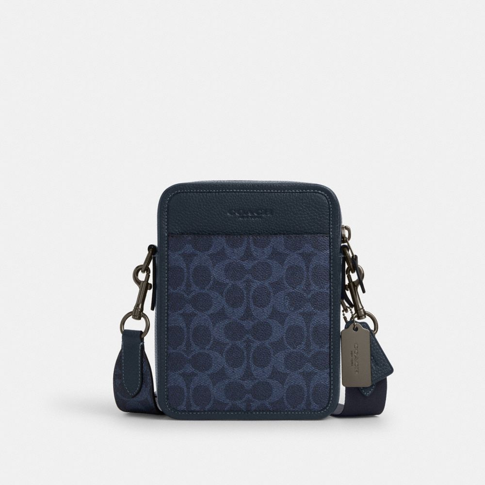 COACH®,Sullivan Crossbody In Signature Canvas,Crossbody,Color Block,Pen Holder,Casual,Navy,Front View