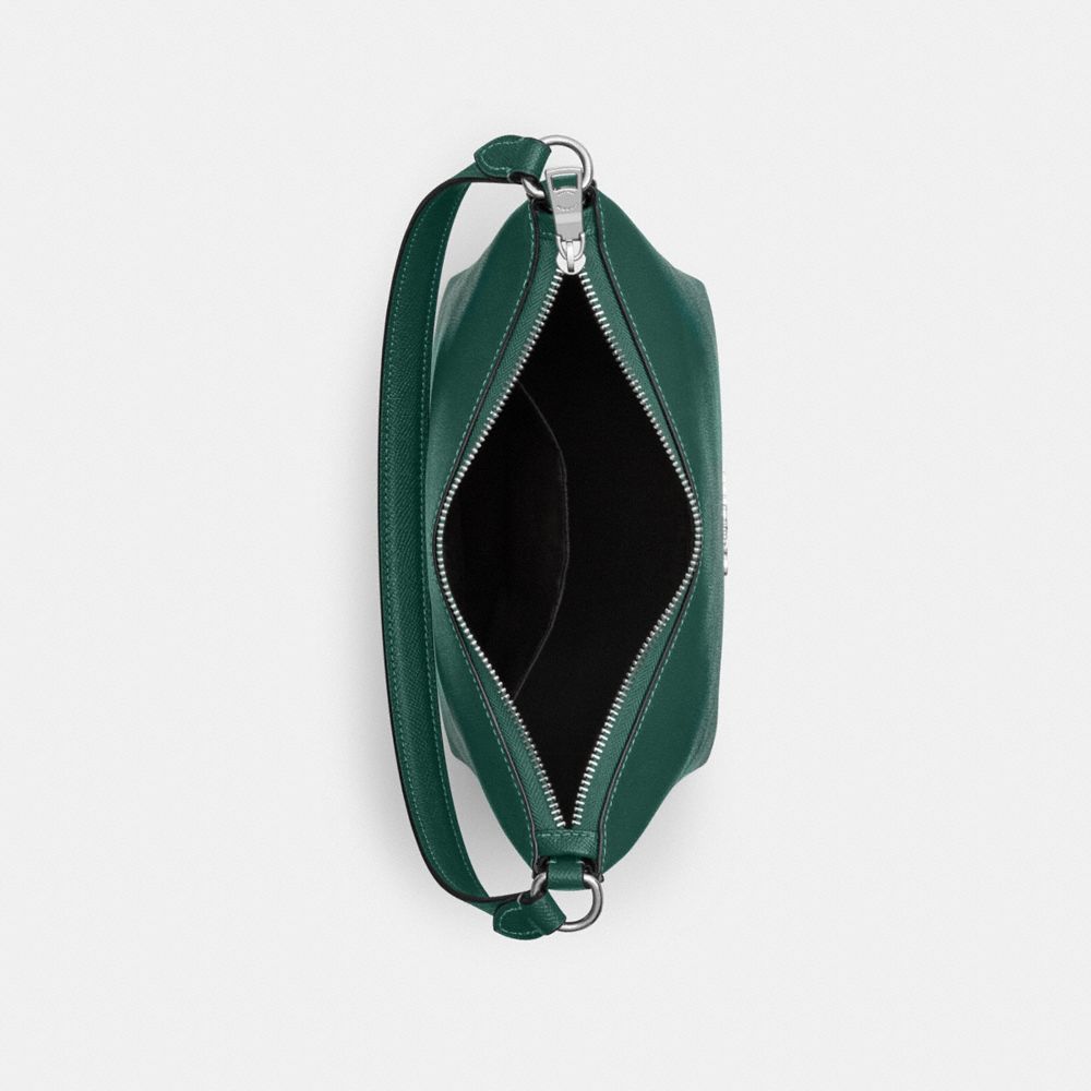 COACH®,Zip Top Shoulder Bag,Leather,Canvas,Shoulder Bag,Logo,Metal,Casual,Emerald,Inside View,Top View